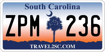 SC license plate ZPM236