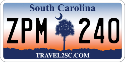 SC license plate ZPM240