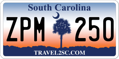 SC license plate ZPM250