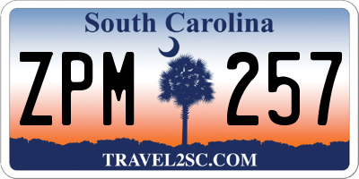 SC license plate ZPM257
