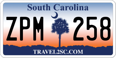 SC license plate ZPM258