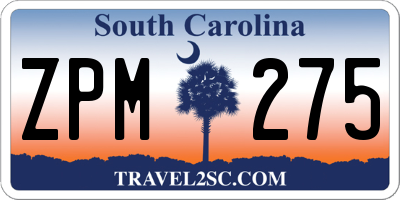 SC license plate ZPM275