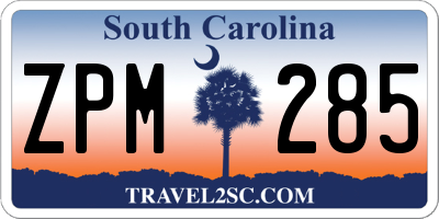 SC license plate ZPM285