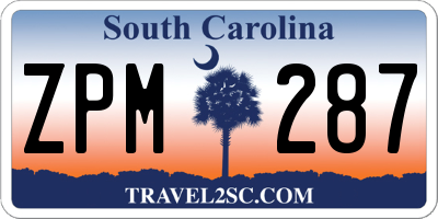 SC license plate ZPM287