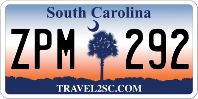 SC license plate ZPM292