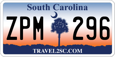 SC license plate ZPM296