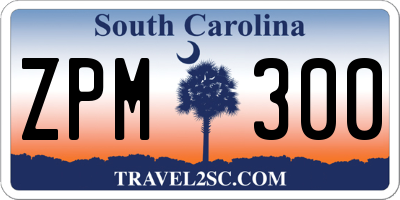 SC license plate ZPM300