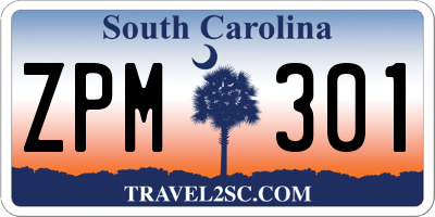 SC license plate ZPM301