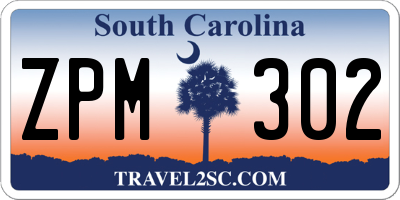 SC license plate ZPM302