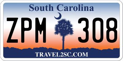 SC license plate ZPM308