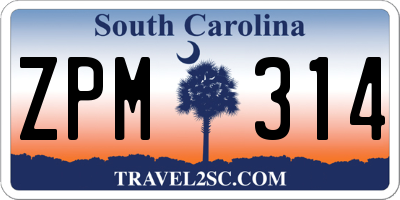 SC license plate ZPM314