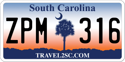SC license plate ZPM316