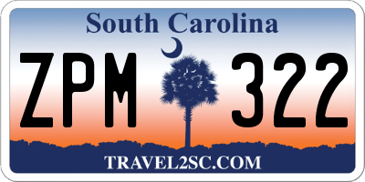 SC license plate ZPM322