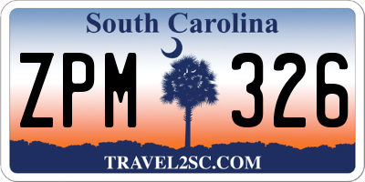 SC license plate ZPM326