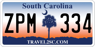 SC license plate ZPM334