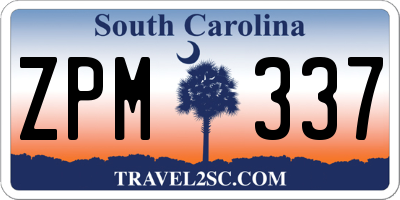SC license plate ZPM337