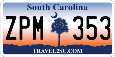 SC license plate ZPM353