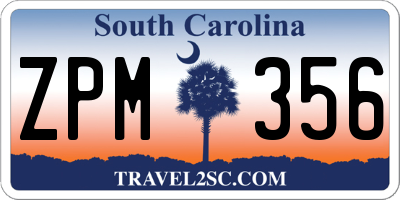 SC license plate ZPM356