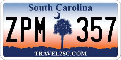 SC license plate ZPM357