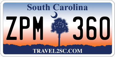 SC license plate ZPM360