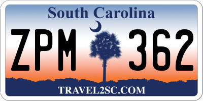 SC license plate ZPM362