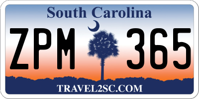 SC license plate ZPM365