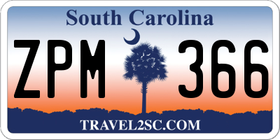 SC license plate ZPM366
