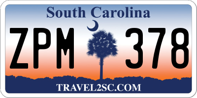 SC license plate ZPM378
