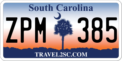 SC license plate ZPM385