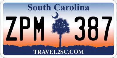 SC license plate ZPM387