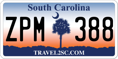 SC license plate ZPM388