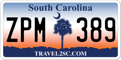 SC license plate ZPM389