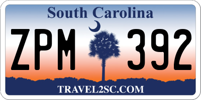 SC license plate ZPM392