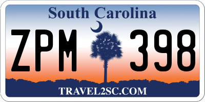 SC license plate ZPM398