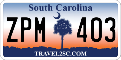 SC license plate ZPM403
