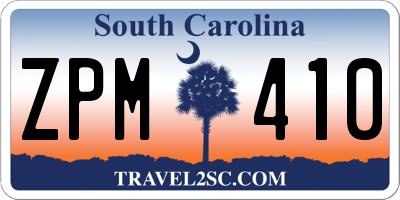 SC license plate ZPM410