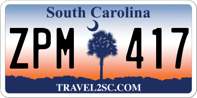 SC license plate ZPM417