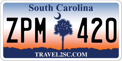 SC license plate ZPM420