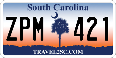 SC license plate ZPM421
