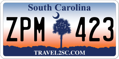 SC license plate ZPM423