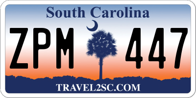 SC license plate ZPM447