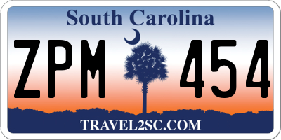 SC license plate ZPM454