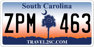 SC license plate ZPM463