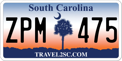 SC license plate ZPM475