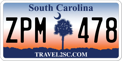 SC license plate ZPM478