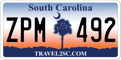 SC license plate ZPM492