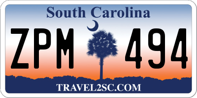 SC license plate ZPM494