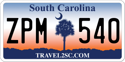 SC license plate ZPM540
