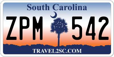 SC license plate ZPM542