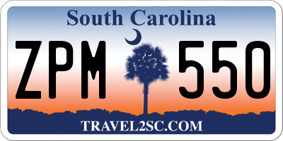 SC license plate ZPM550